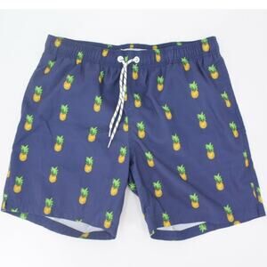 Maamgic Mens Navy Blue Pineapple Swim Trunks Size M